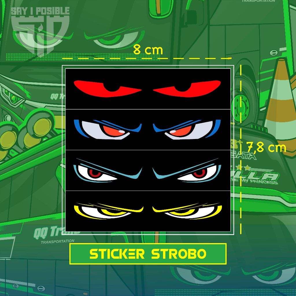 

STIKER STROBO MATA MINIATUR ANTI AIR 1 LEMBAR STICKER WATERPROOF
