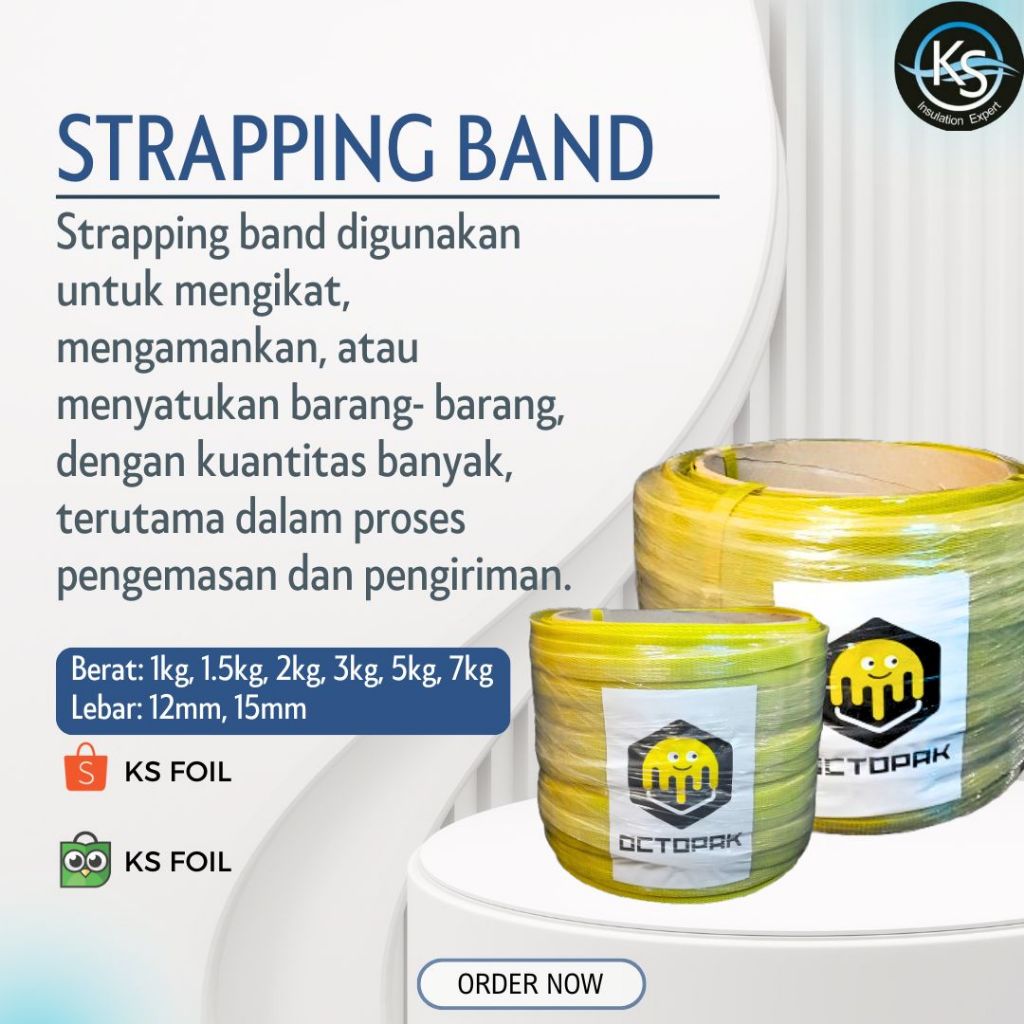 

OCTOPAK | Tali Straping Band |15mm | 5kg | Warna Kuning |Termurah