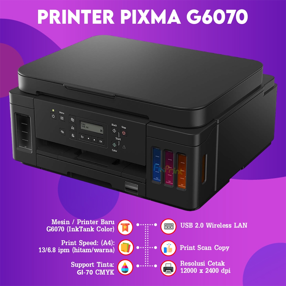 FixPrint Printer Canon All In One G6070 Printer InkTank G6070 Print Scan Copy Wireless Duplex LAN Ga