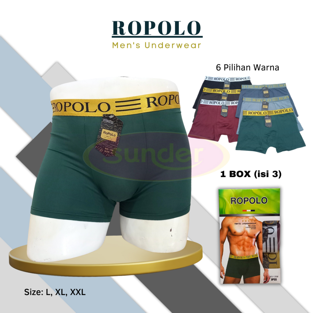 Grosir 6pcs BOXER ROPOLO, Celana Dalam Pria Boxer, CD BOXER PRIA DEWASA, CD RAPOLO