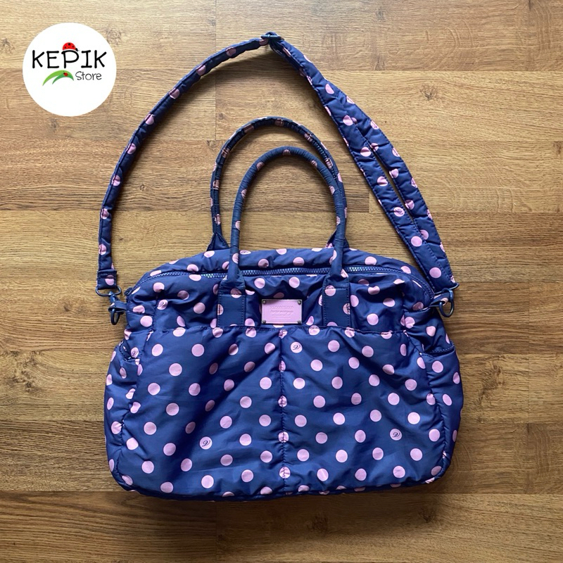 PRELOVED TAS WANITA VOVAROVA ORIGINAL HONGKONG NYLON BOSTON BAG POLKADOT UNGU BESAR