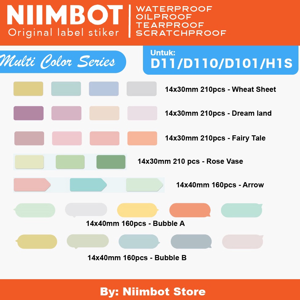

KODE TFWNV Colored Thermal Label Printer Sticker Niimbot D11 D11 D11 H1S Refill Label Niimbot