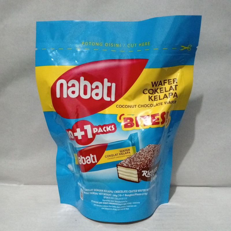 

Nabati Bites! Wafer Coklat Kelapa Isi 10 + 1