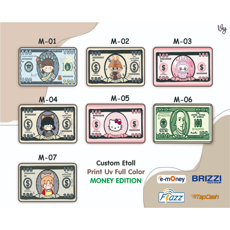 Custom Etoll Flazz, Emoney, Brizzi, Tapcash Karakter MONEY/DUIT termurah