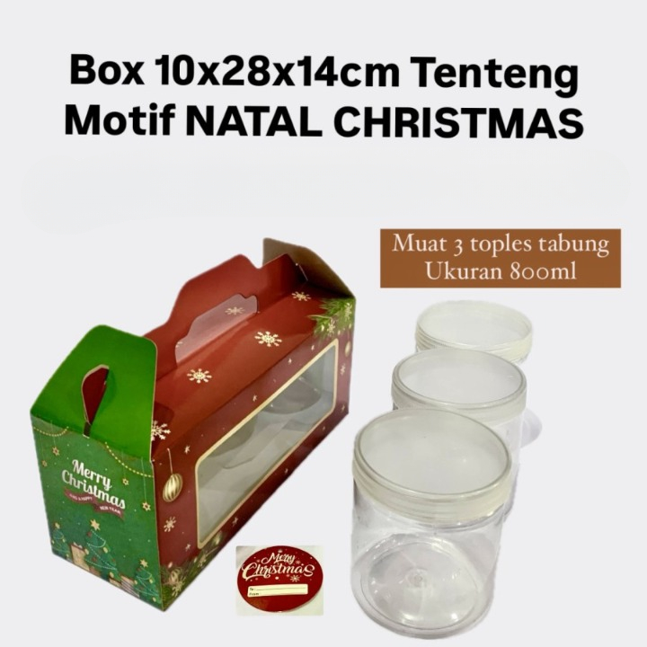 

5 Pcs Box Motif Natal 10x28x14cm Kardus Jinjing 3 Toples Tabung 800ml Hampers Christmas