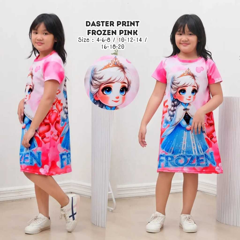Baju Daster anak/ Series Frozen / fullprint / babydool anak cewe / baju tidur