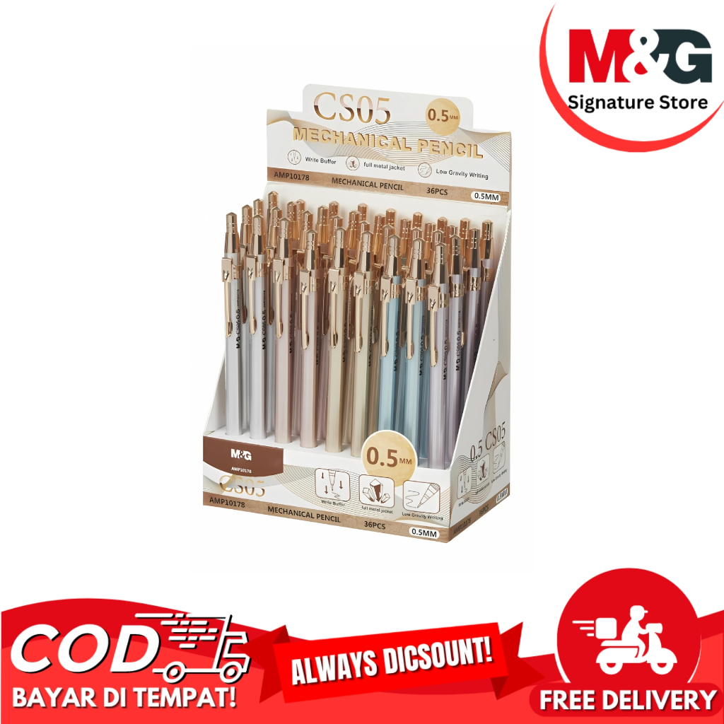 

Pensil Mekanik Full Metal M&G Jacket 5 Warna Lead Pensil 0.5mm #AMP10178 Satuan