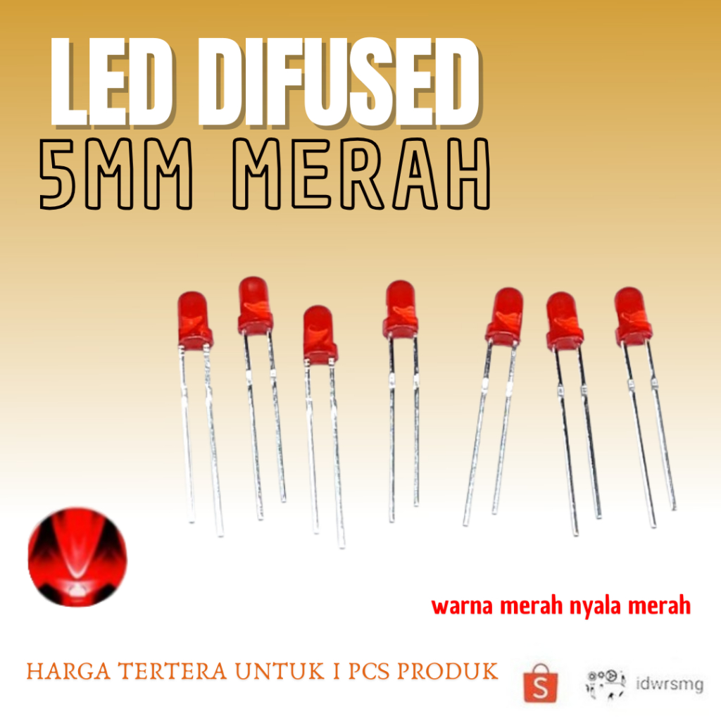LED 5mm Diffused Merah Red Lampu Led 5 mm Warna Merah
