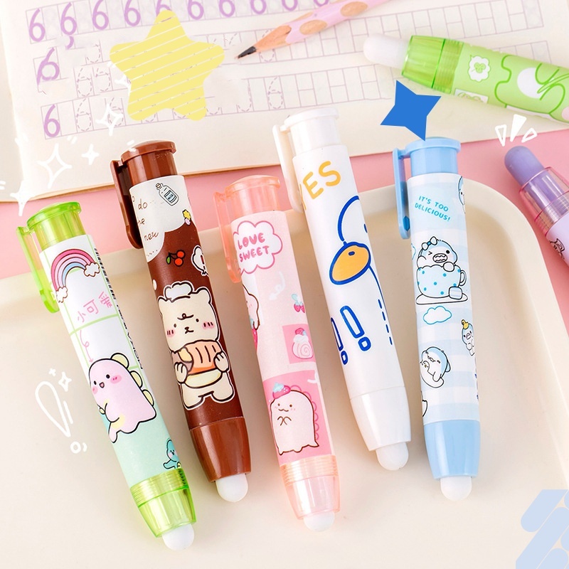 

Penghapus Lucu dengan Tombol untuk Siswa SD, Alat Tulis Anak-anak untuk Menggambar, Perlengkapan Belajar TK, Penghapus Kartun dengan Desain Menarik