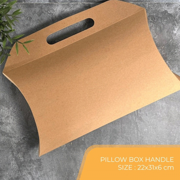 

10 Pcs pillow box handle kraft kotak kado packaging mukena bahan tebal & kokoh ukuran 28 X 37 cm