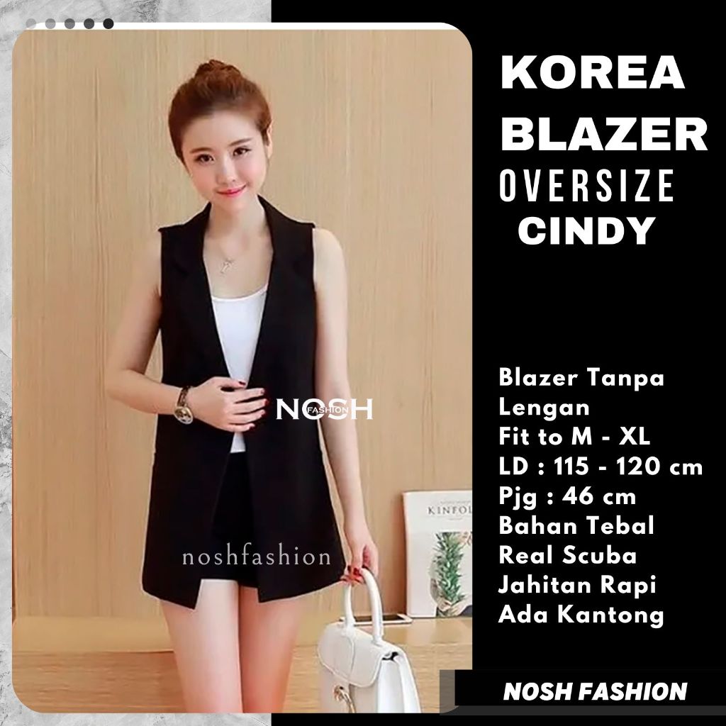 KLP Blazer Tanpa lengan Korea Style Cindy / Blazer Oversize Wanita Tanpa Lengan Korean Look