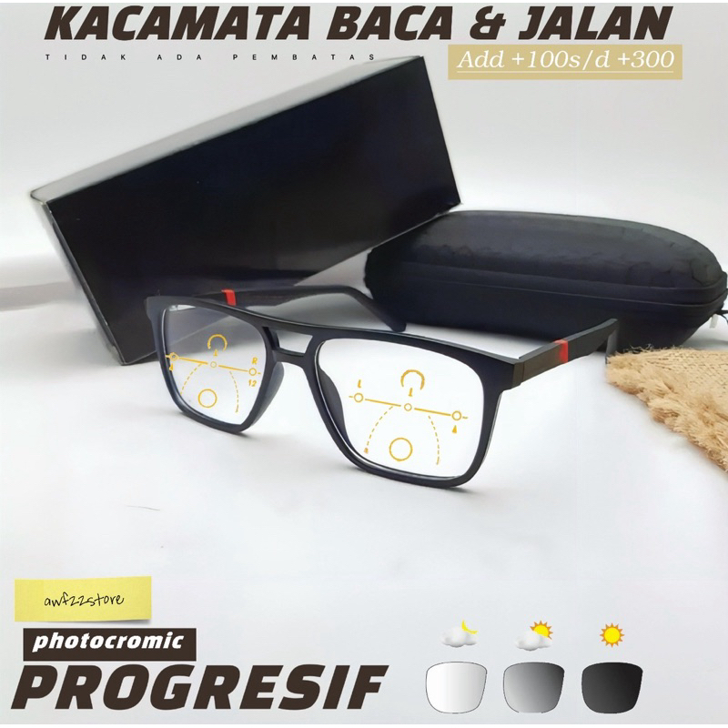 2286 |1 PAKET  FRAME & LENSA KACAMATA PROGRESIF BACA & JALAN | LENSA PHTOCROMIC PROGRESIF