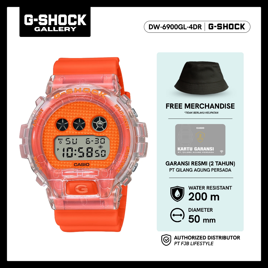 G-shock Jam Tangan Pria Original DW-6900GL-4DR DIgital Orange