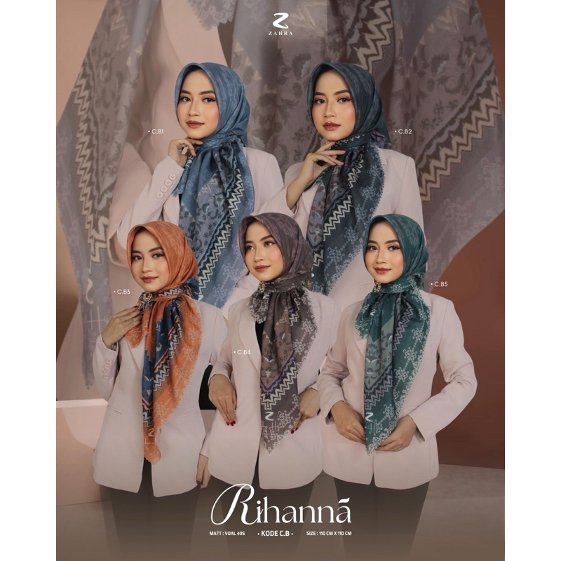 Zahra Hijab - Rihanna Series (Segi Empat Motif) Hijab Seragam