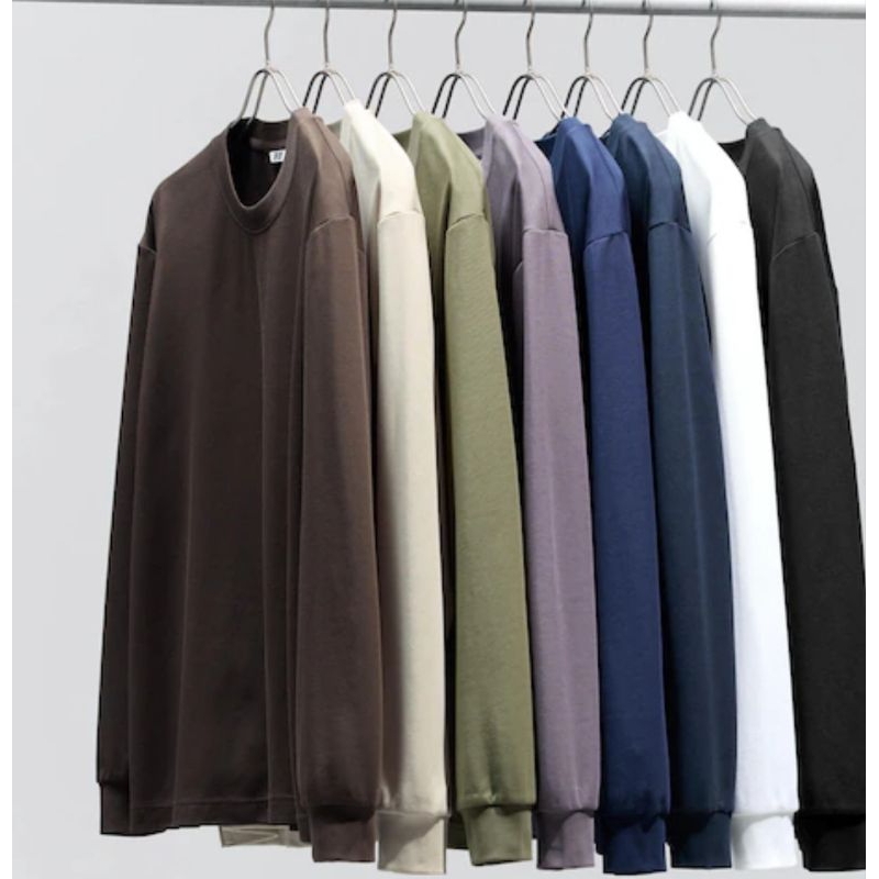 u airism tshirt katun kerah bulat lengan panjang new original
