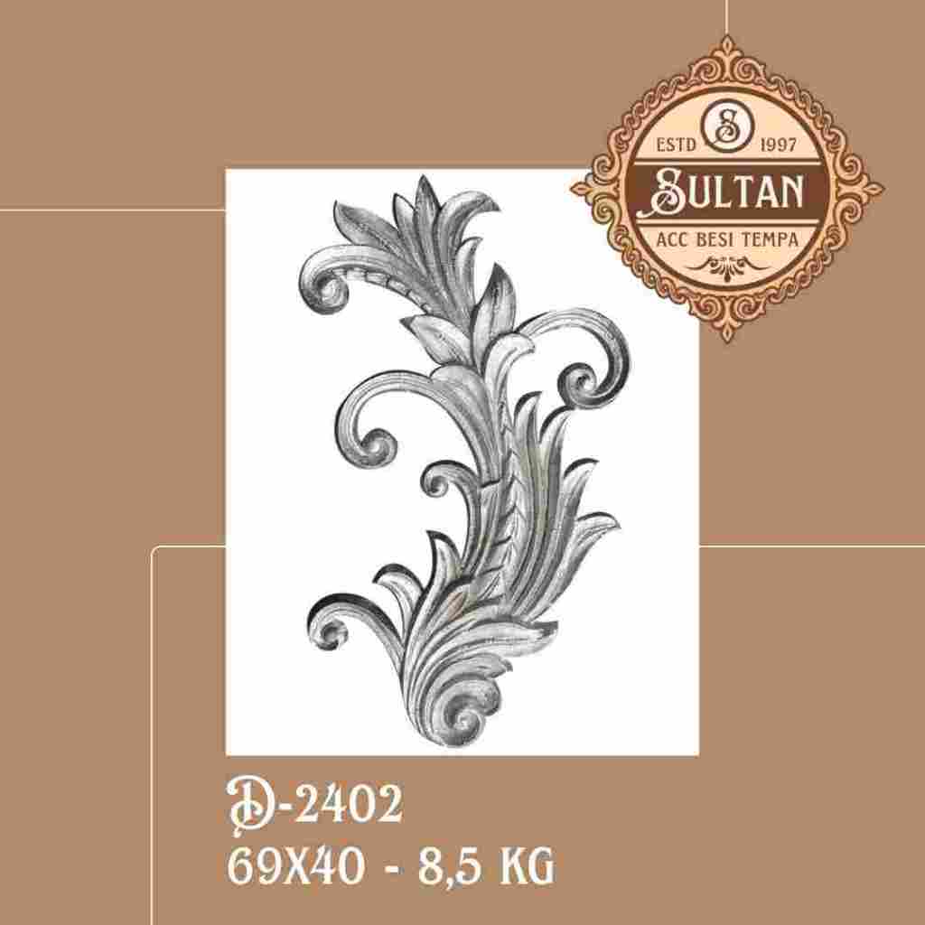 Sultan Besi Tempa / D-2402 / Ornamen Daun Besi Tempa / Ornamen Pagar Besi Klasik / Aksesoris Besi Te
