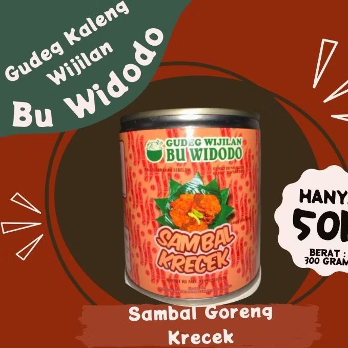 

Gudeg Kaleng Wijilan Bu Widodo - Isi Krecek pedas 250g Sudah BPOM