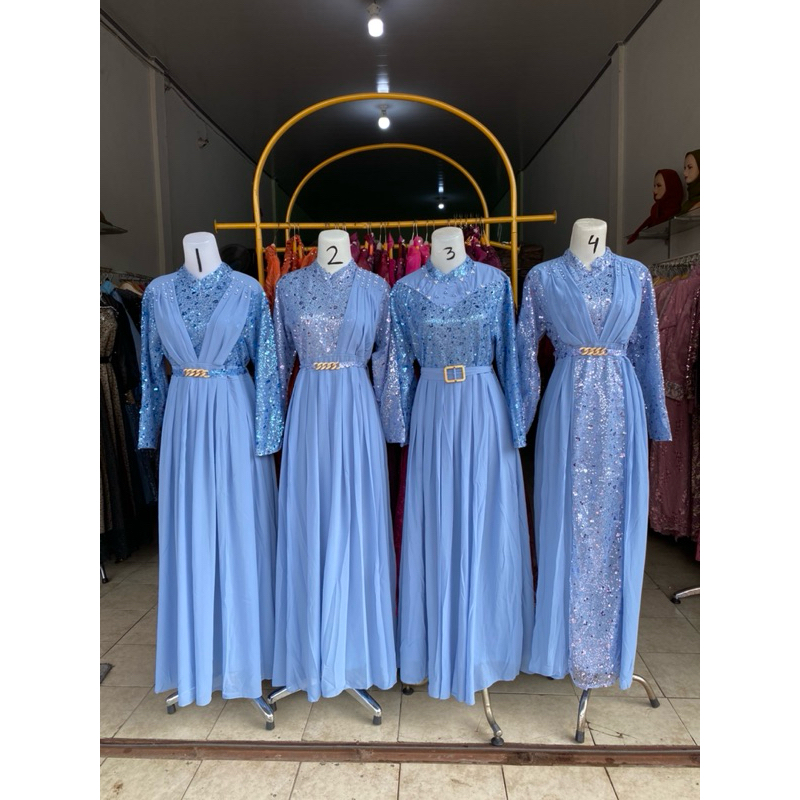 FREE ONGKIR GAMIS TILE BRUKAT KHUSUS WARNA BIRU LANGIT ATAU FROZEN PART 2