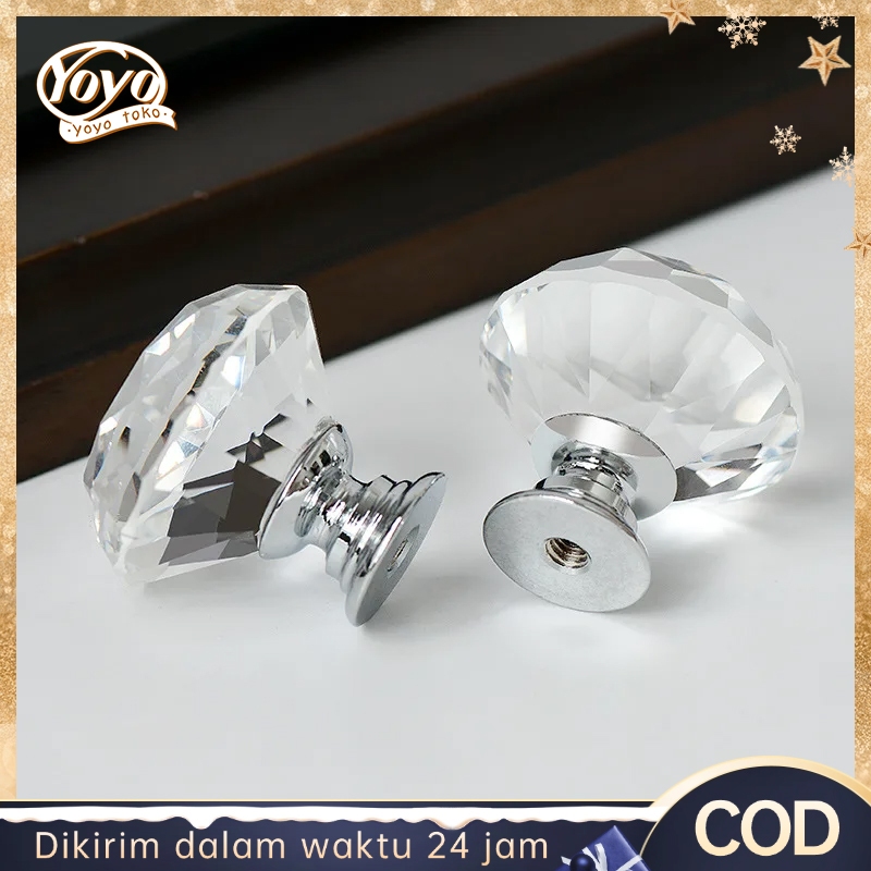 4cm Knop Kristal Tarikan Laci Kristal Knob Laci Tarikan Laci Bulat Knop Laci Handle Pintu Laci
