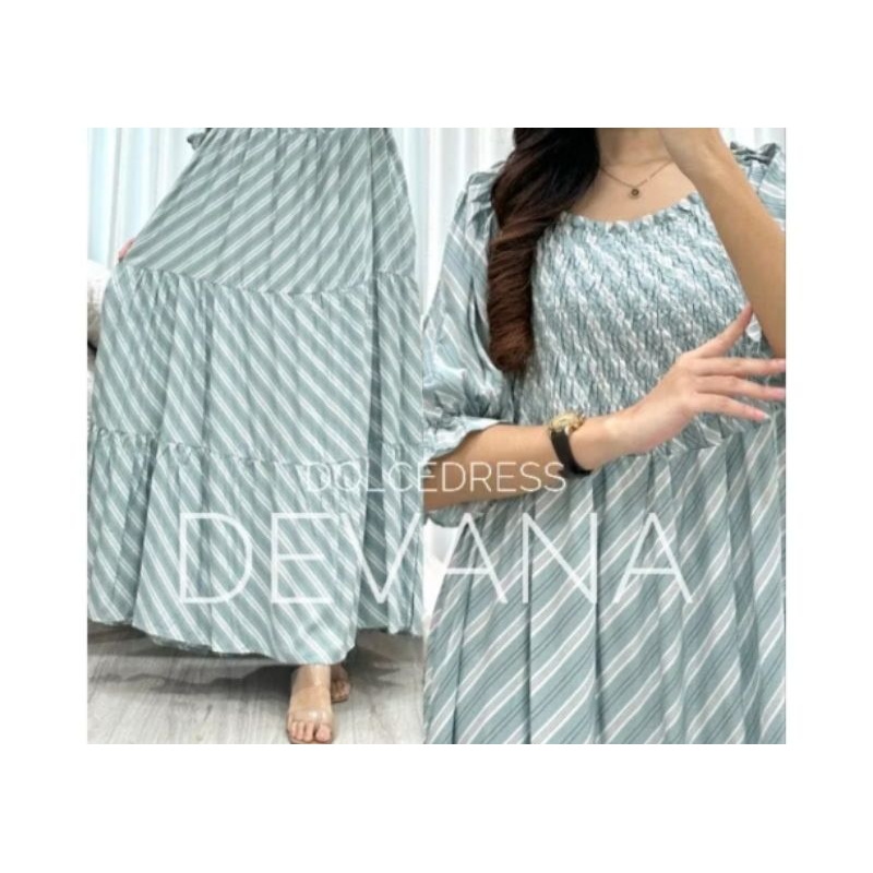 Reena Daily - DEVANA BY DOLCE - Gamis Smoke Maxi Dress Bahan Rayon LD Max 120