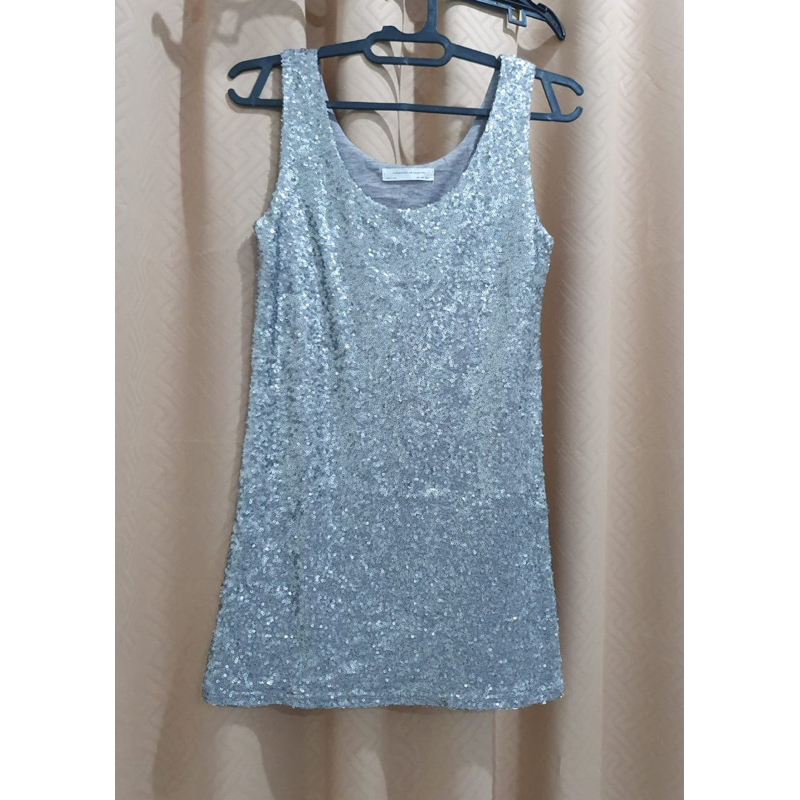 preloved sequin mini dress silver pesta