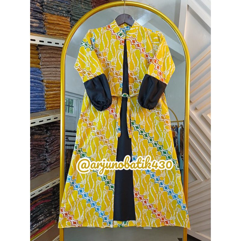 Gamis Batik Anak Perempuan/Dress Batik Anak Umur 3-11Tahun/Gamis Batik Katun Premium Kombinasi Polos