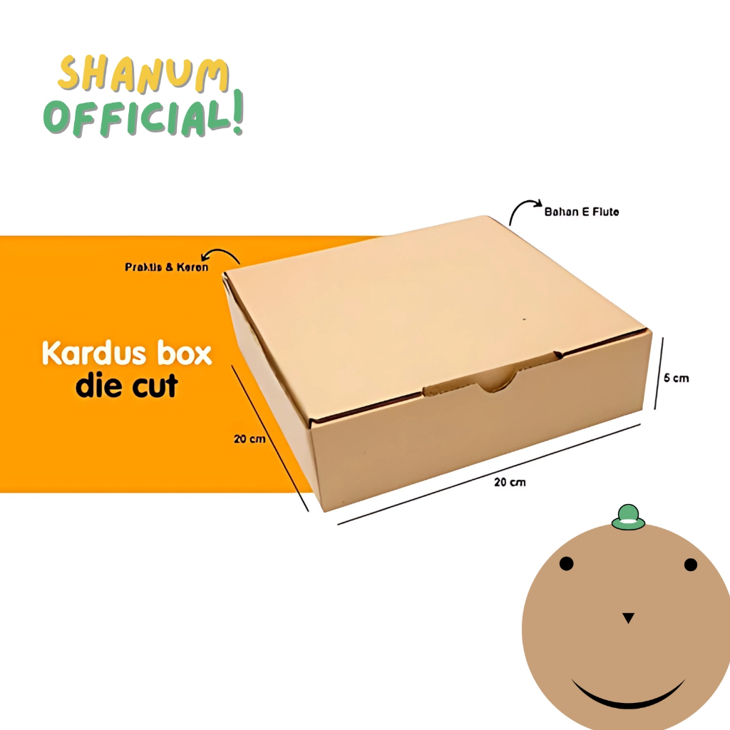 

Kardus - Die Cut 20x20x5 | Karton Corrugated | Box Kotak Packing Souvenir | Dus Kotak Kado Hampers Polos