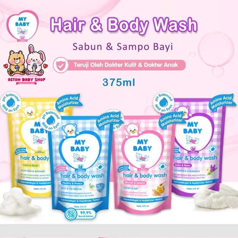 My Baby Hair & Body Wash Refill 375 ml - Sabun Shampo Bayi