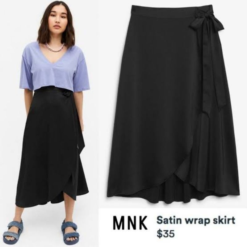 Monki satin midi skirt wrap XL