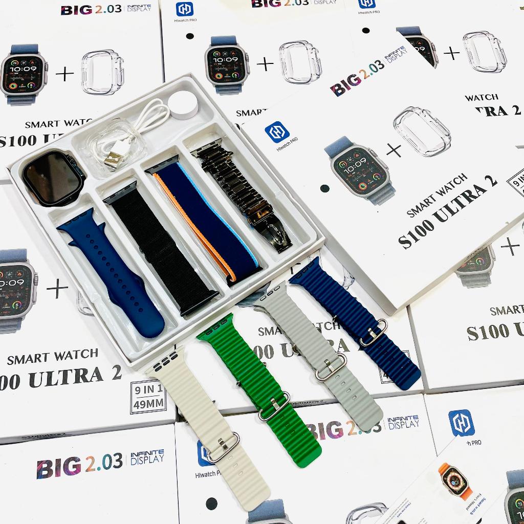 BISA COD  FREE 8 tali +soft caseSMARTWATCH RANTAI ULTRA 2 S100 9in1 bisa telp dan custume foto wallp