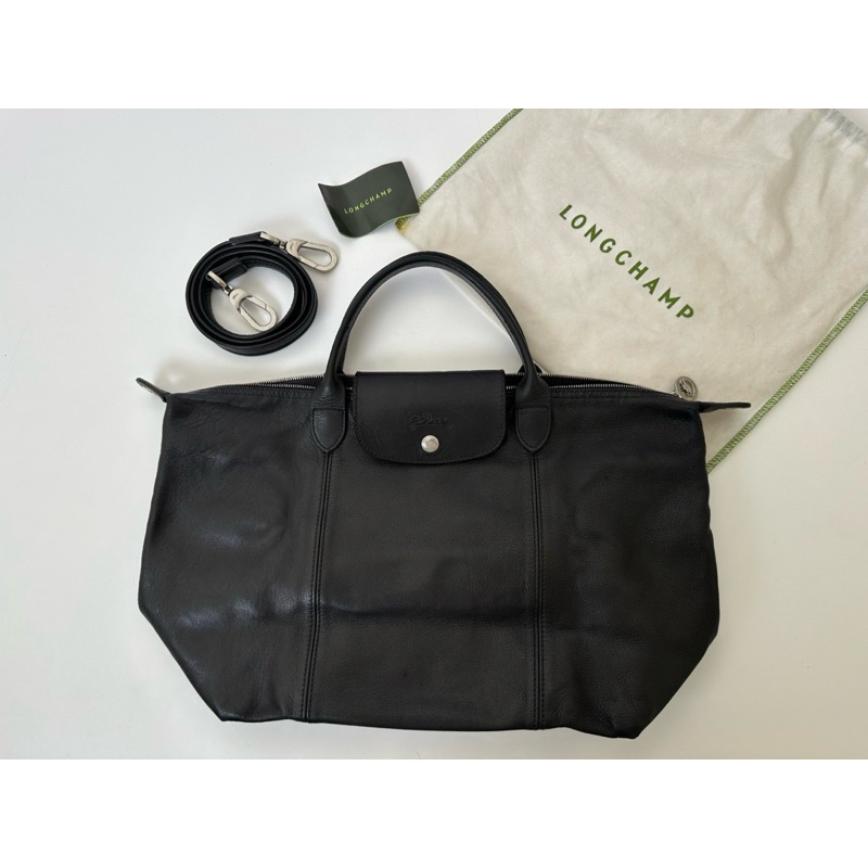 LC Cuir Bag Medium Black Leather Authentic