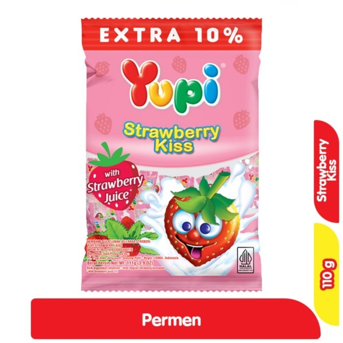 

Yupi Strawberry Kiss permen jelly rasa stroberi 110 gram