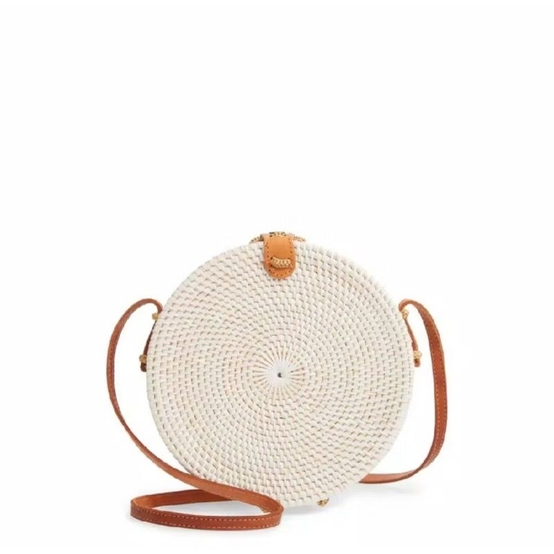 Preloved Tas Rotan Etnik Bali Putih Polos