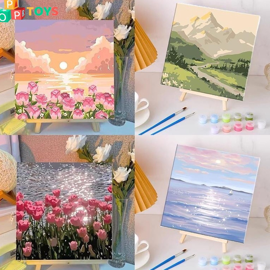 

Sekarang Murah POPTOYS DIY 2x2cm Paint Kit Digital Painting Kit Kanvas Painting Dengan Kayu Frame Wall Decoration