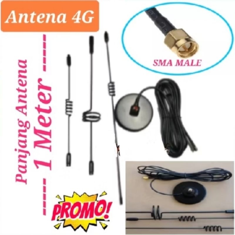Antena Modem 3G/4G GSM 15Dbi SMA Male Panjang Antena 1 Meter rg58