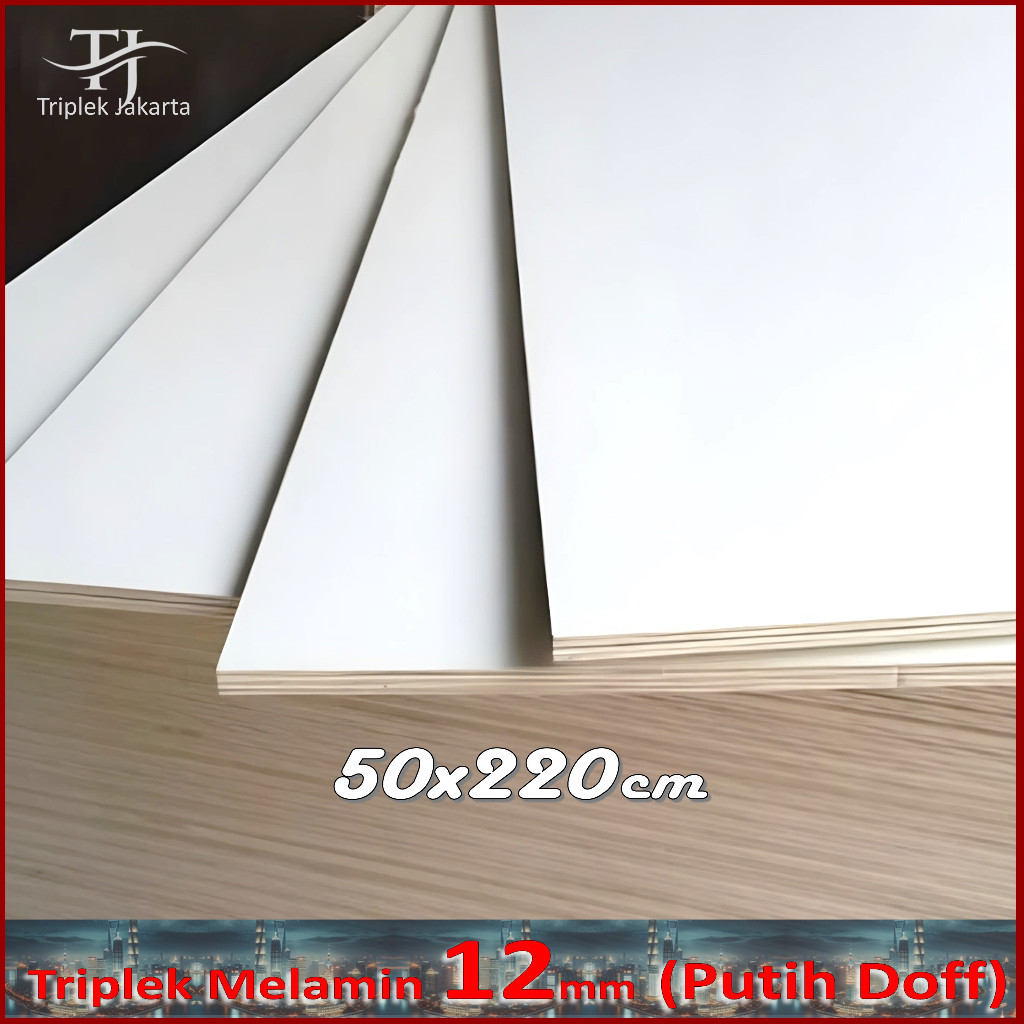 Triplek Melamin 12mm 50x220 cm ( 220x50 cm | ISI 2 LEMBAR ) Triplek Putih Doff 1 Muka 12mm 50x220 cm