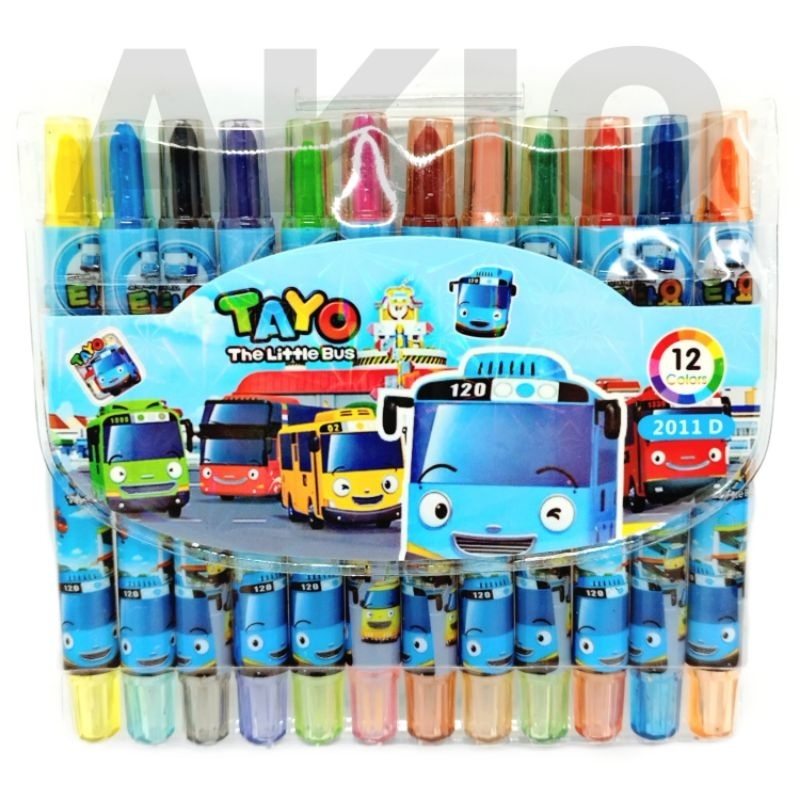 

Crayon Putar Mini Karakter BUS TAYO 12 Warna Rolling Twist Krayon Anak Aman