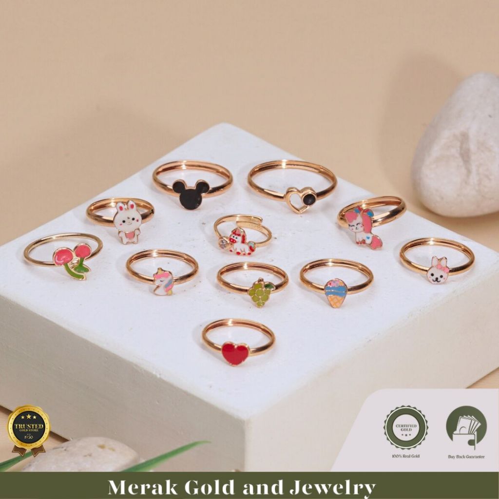 Merak Gold - Cincin Anak Model Karakter Enamel | Emas Tua Kadar 16K