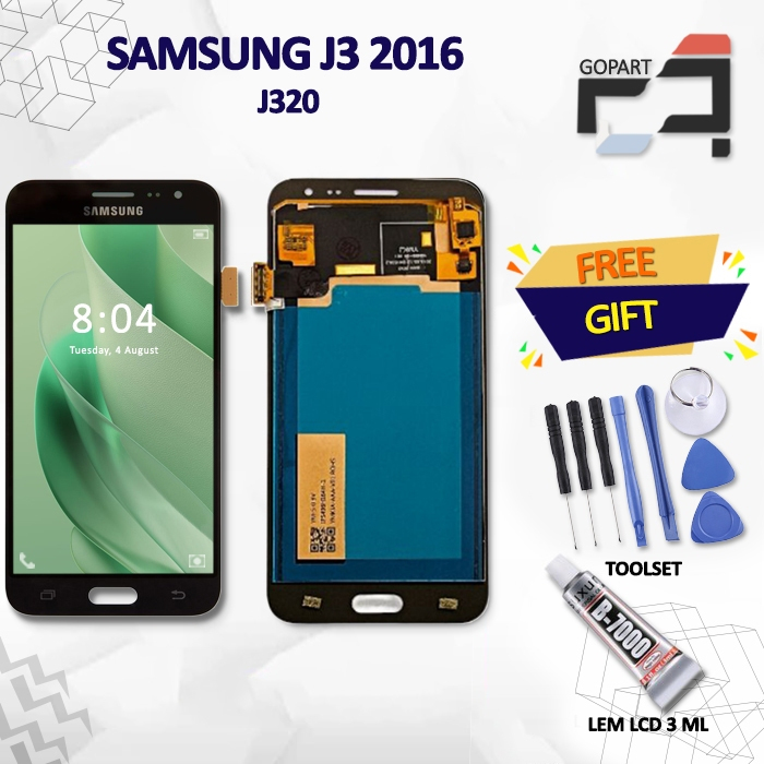 LCD SAMSUNG J320 / GALAXY J3 2016 KONTRAS TOUCHSCREEN ORIGINAL FULLSET FREE TOOLSET+LEM G2811