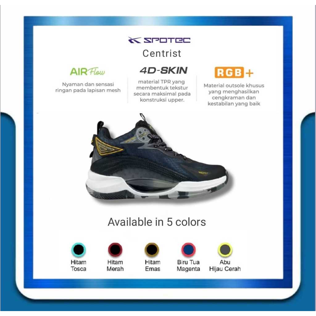 SPOTEC Sepatu Basketball Centrist Hitam - Emas