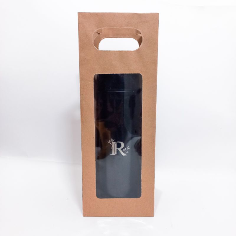 

paper bag coklat || paper bag souvenir ulang tahun/pernikahan || paper bag packaging/kemasan || tas kertas botol/tumbler mika/window 11x10x31