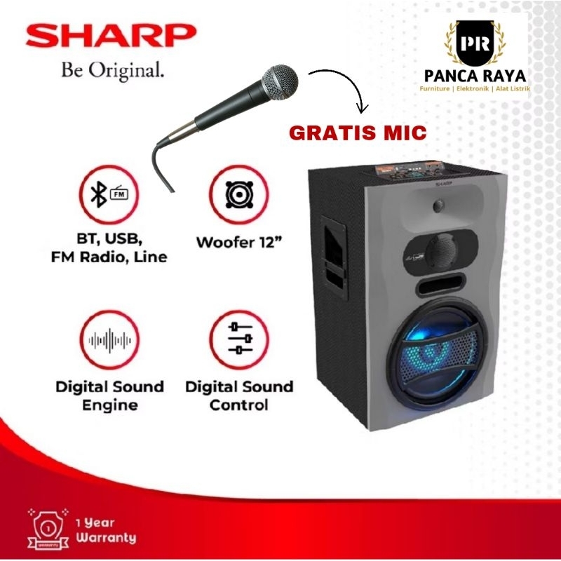 SPEAKER AKTIF SHARP 12 INCH CBOX-PROX12UBB GRATIS MIC