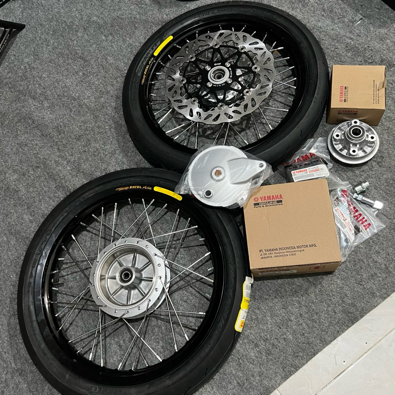 velg set takasago excel 160.185-17 set tromol depan jupiter belakang rx king ban firelli 90.80 depan