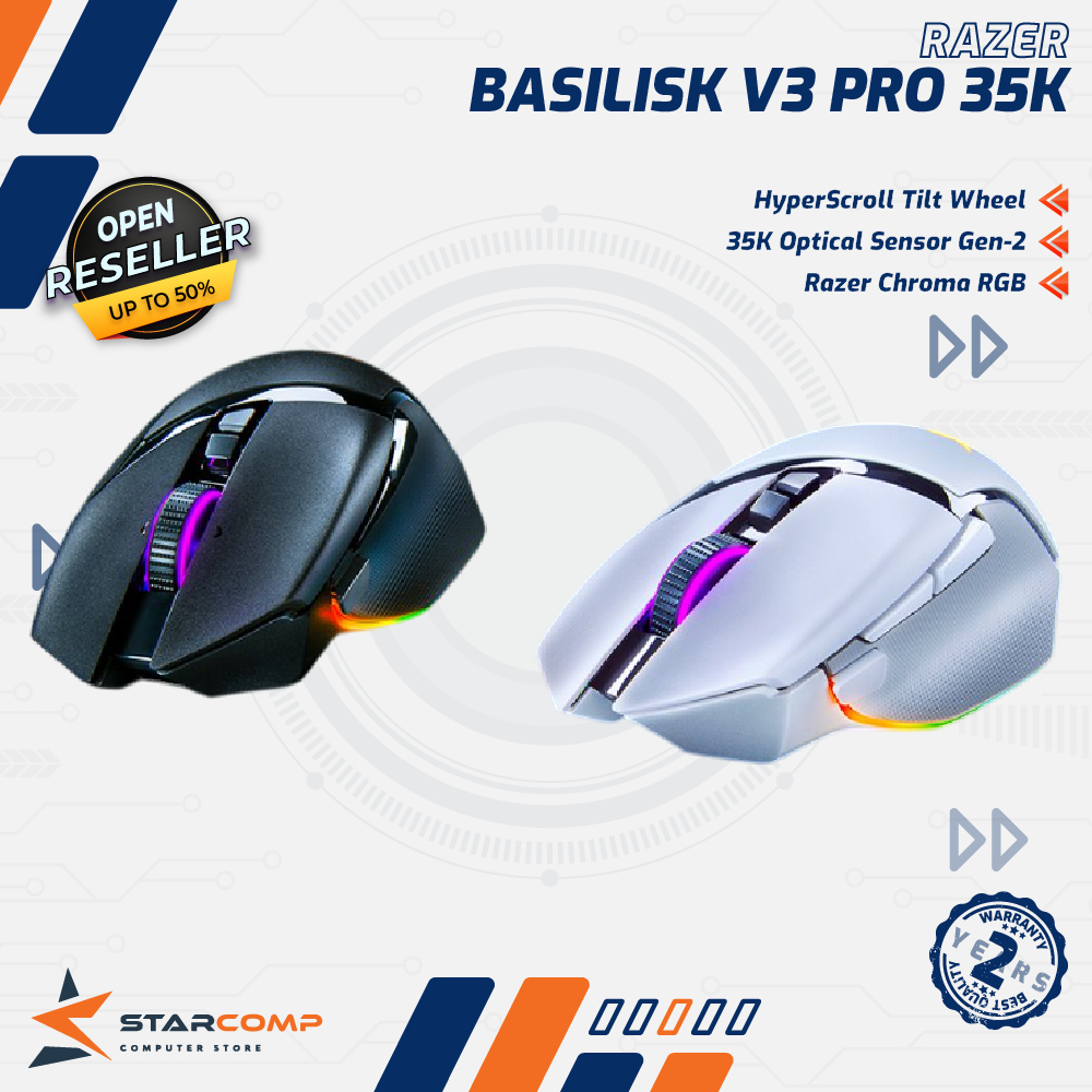 Razer Basilisk V3 Pro 35K - Mouse Gaming Wireless Ergonomic Hitam