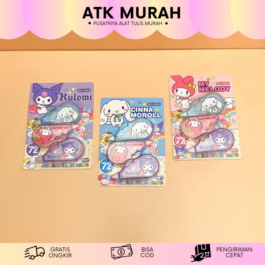 

CORRECTION TAPE SANRIO 3 IN 1 NO.8965 CT-1531 BELI 1 DAPAT 3 BUY 1 GET 3 TERMURAH ALAT TULIS CANTOR TIPE-X KERTAS