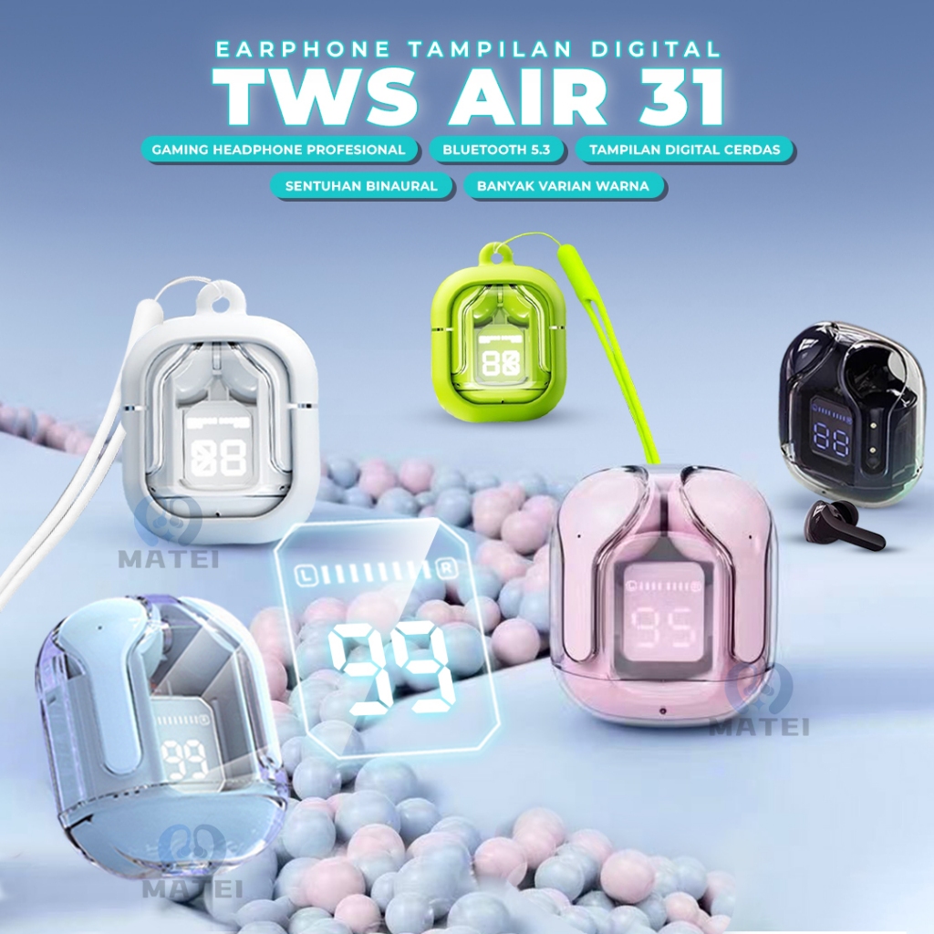 Mochoe COD AIR31 Headset Bluetooth 5.3 Full Bass Ultrapods TWS Wireless Earphone Android HiFi Stereo
