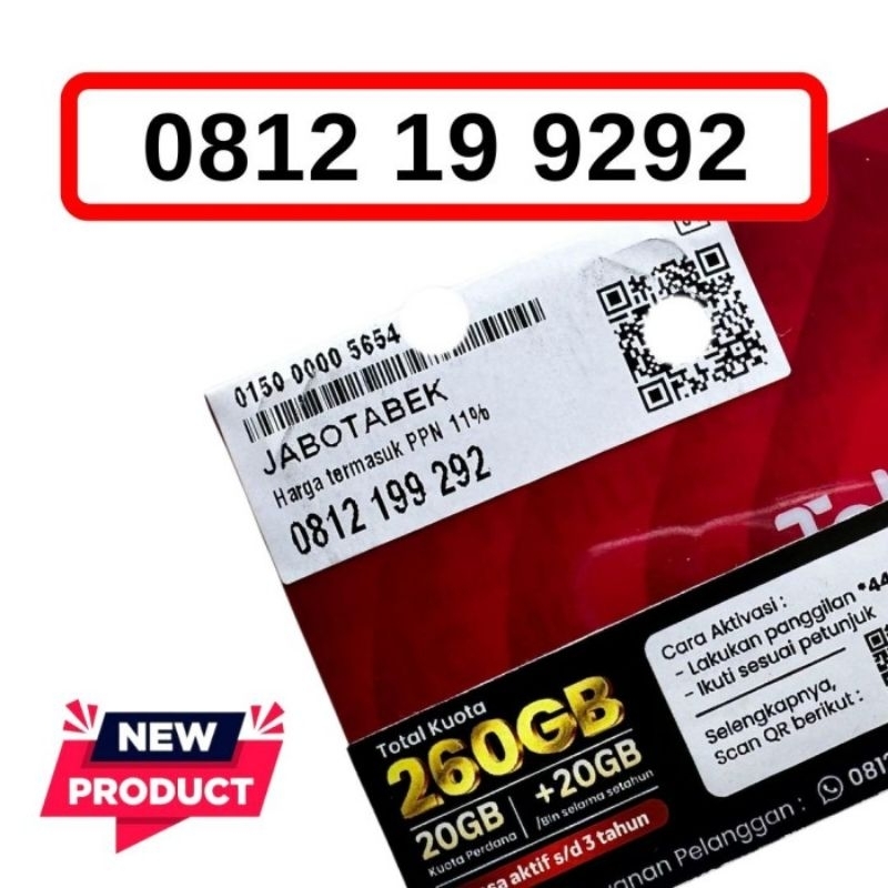 KARTU PERDANA 10DIGIT SIMPATI NOMOR CANTIK TELKOMSEL PRABAYAR 4G 5G KUOTA 260GB 1TAHUN (20GB/BULAN) 