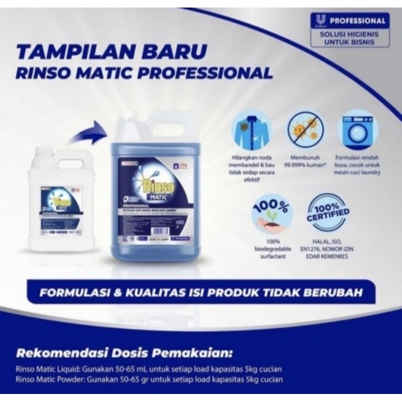 Rinso Matic Professional Deterjen Cair 4000 ml / deterjen cair rinso matic professional