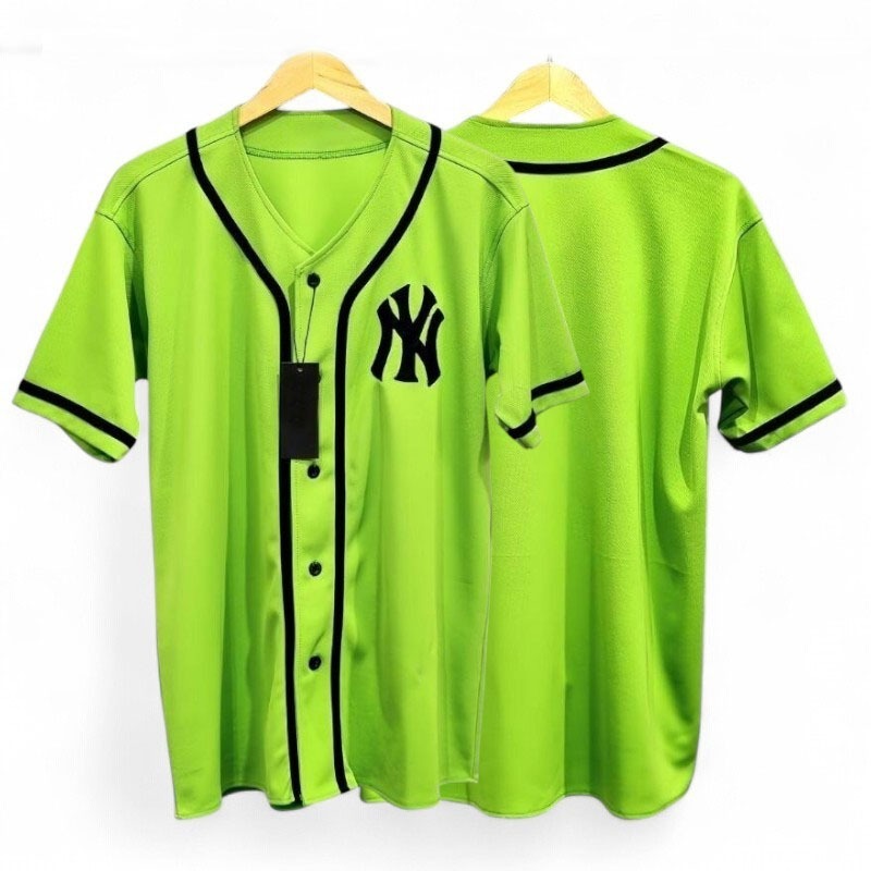 BAJU JERSEY BASEBALL NYY HIJAU NEON STABILO TERBARU PREMIUM QUALITY 2025.