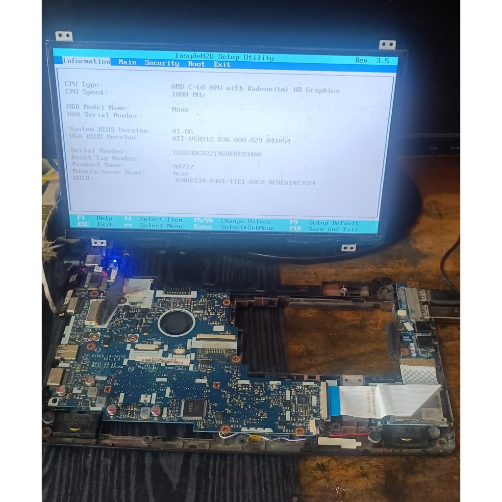 Motherboard - Mainboard - Mobo - MB Laptop Netbook Acer Aspire One 722